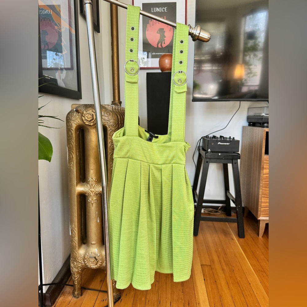 Lime green buckled pinafore